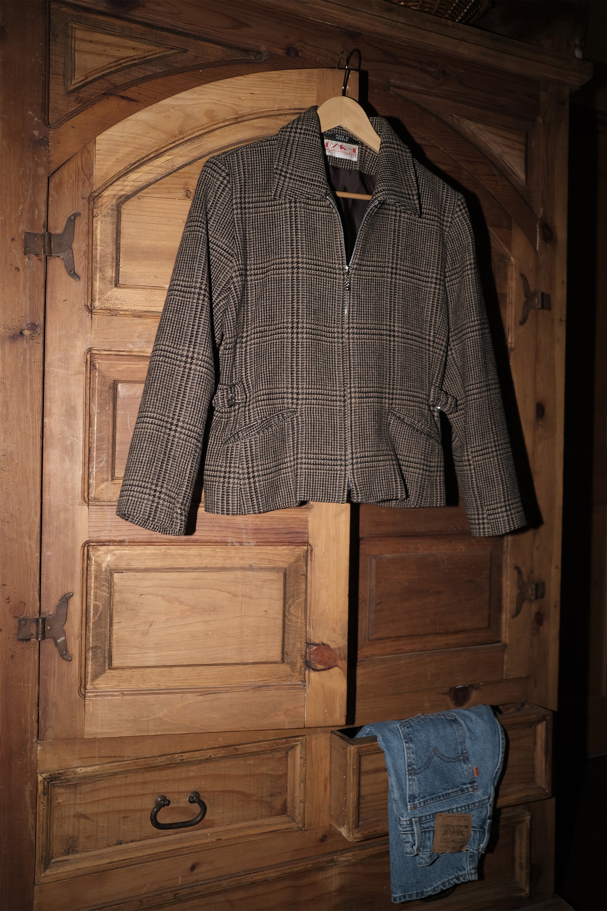 Cropped Glen Plaid Wool Jacket