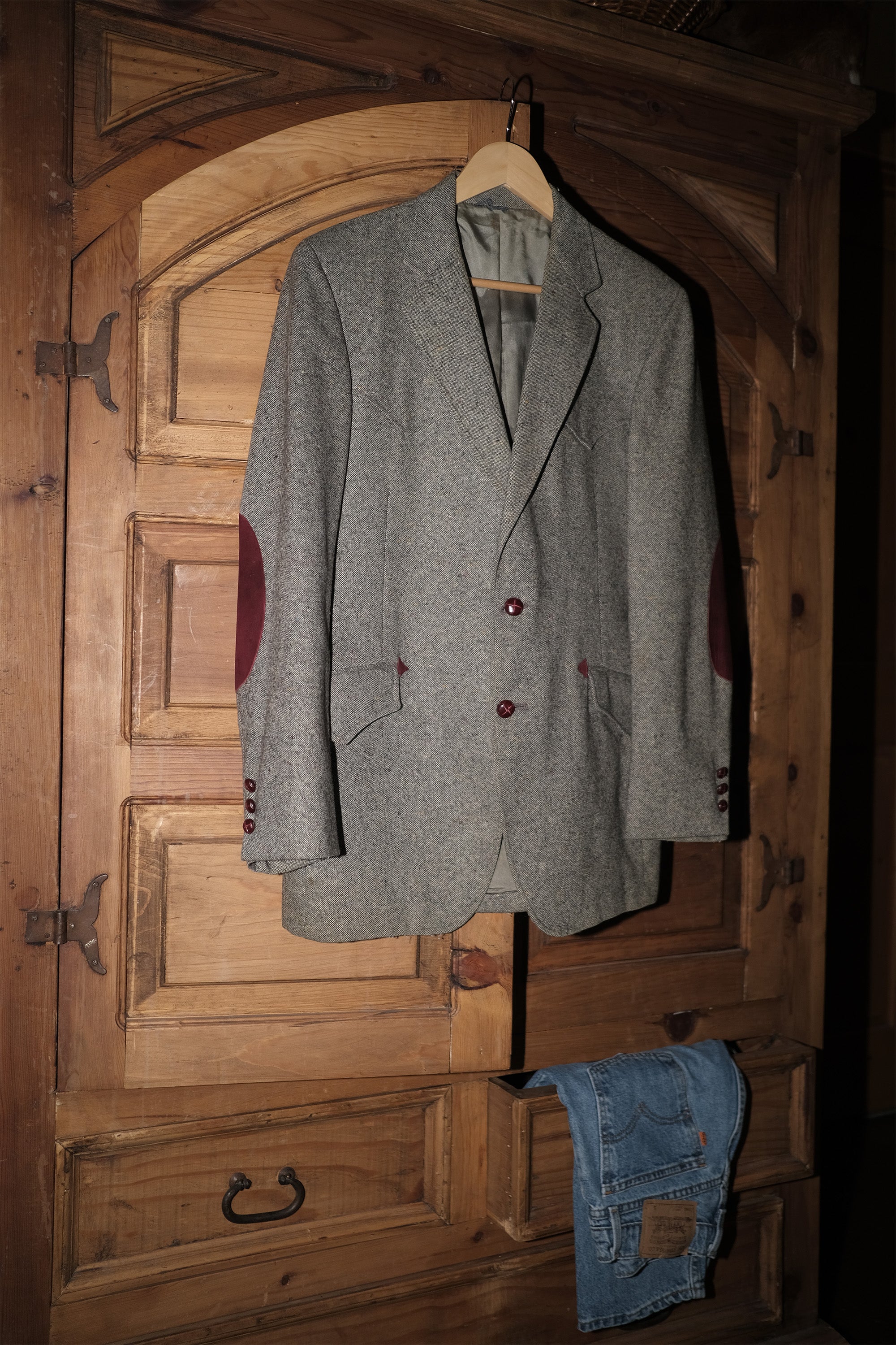 Grey & Burgundy Wool Blazer