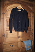 Navy Cable Knit Wool Cardigan