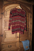 Red Chenille Patterned Sweater