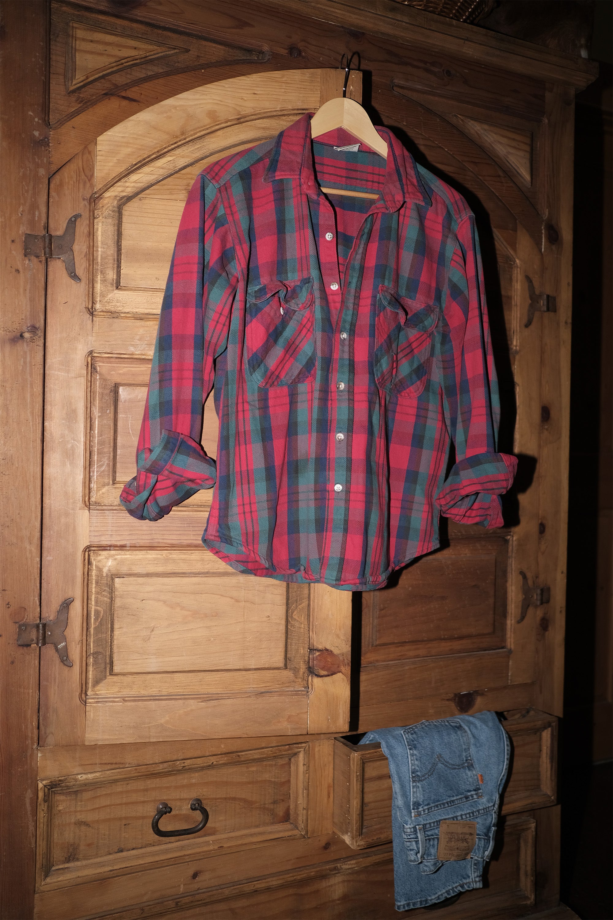 Red & Green Plaid Flannel Shirt