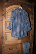 Washed Blue Plaid Button Down